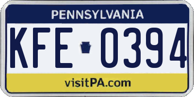 PA license plate KFE0394