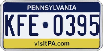 PA license plate KFE0395