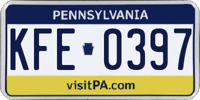 PA license plate KFE0397