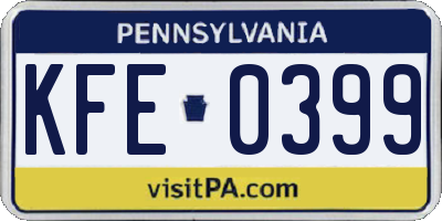 PA license plate KFE0399