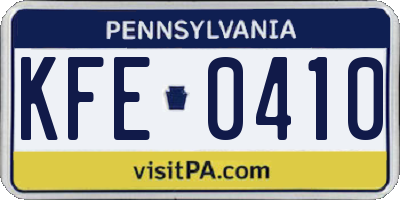 PA license plate KFE0410