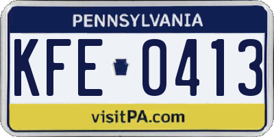 PA license plate KFE0413