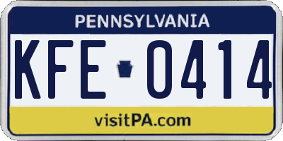 PA license plate KFE0414