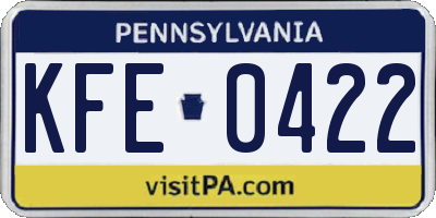 PA license plate KFE0422