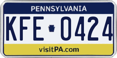 PA license plate KFE0424
