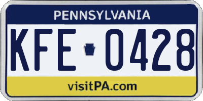 PA license plate KFE0428
