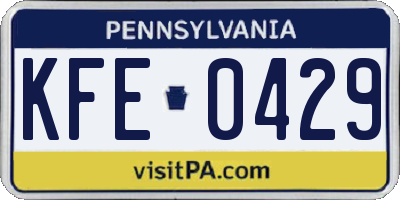 PA license plate KFE0429
