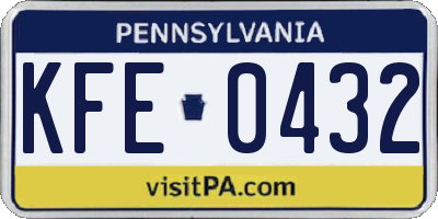 PA license plate KFE0432