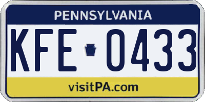 PA license plate KFE0433