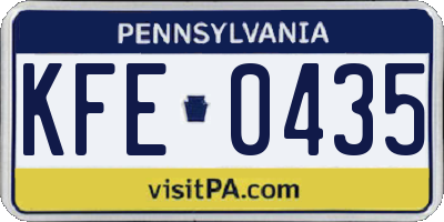 PA license plate KFE0435