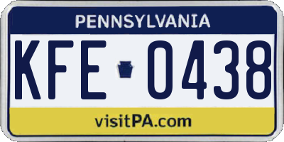 PA license plate KFE0438