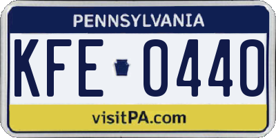 PA license plate KFE0440
