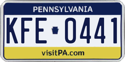 PA license plate KFE0441