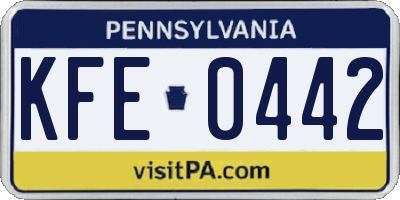 PA license plate KFE0442