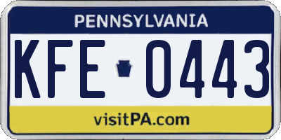 PA license plate KFE0443