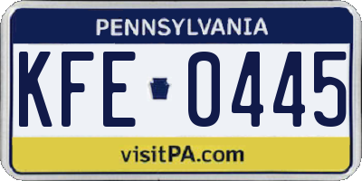 PA license plate KFE0445