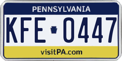 PA license plate KFE0447