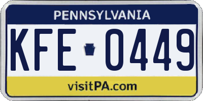 PA license plate KFE0449