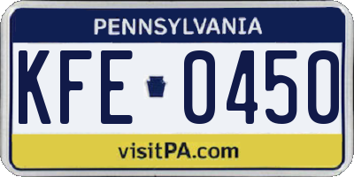 PA license plate KFE0450