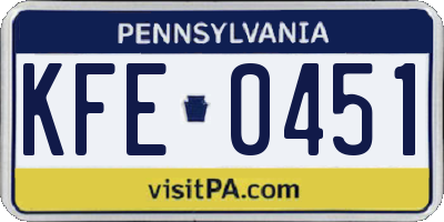 PA license plate KFE0451