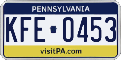 PA license plate KFE0453
