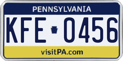 PA license plate KFE0456