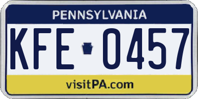 PA license plate KFE0457