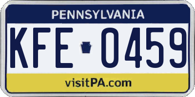 PA license plate KFE0459