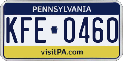 PA license plate KFE0460