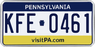 PA license plate KFE0461