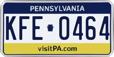 PA license plate KFE0464