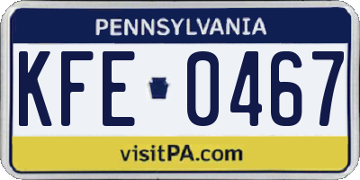 PA license plate KFE0467