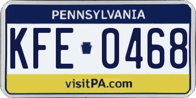 PA license plate KFE0468