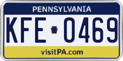 PA license plate KFE0469