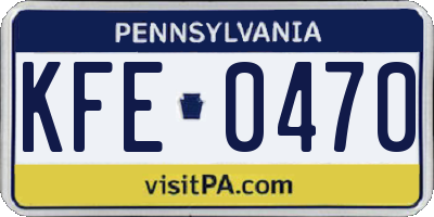 PA license plate KFE0470