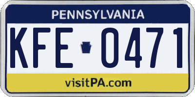 PA license plate KFE0471