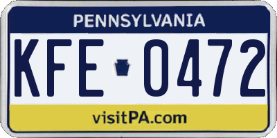 PA license plate KFE0472