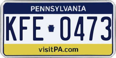 PA license plate KFE0473