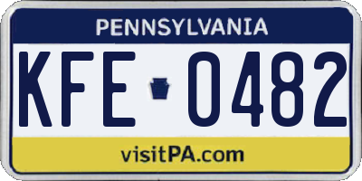 PA license plate KFE0482