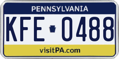 PA license plate KFE0488