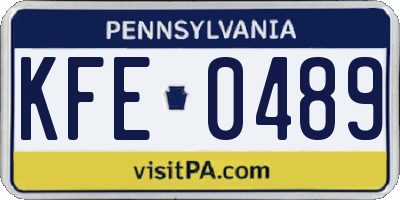 PA license plate KFE0489
