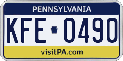 PA license plate KFE0490