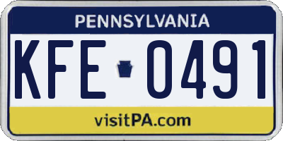 PA license plate KFE0491