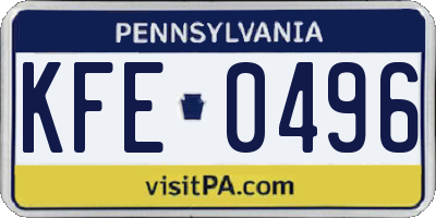 PA license plate KFE0496