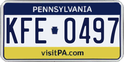 PA license plate KFE0497