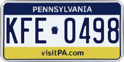 PA license plate KFE0498