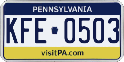 PA license plate KFE0503