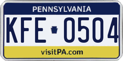 PA license plate KFE0504