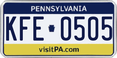 PA license plate KFE0505