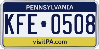 PA license plate KFE0508